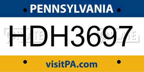 HDH3697 Pennsylvania License Plate