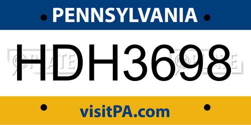 HDH3698 Pennsylvania License Plate