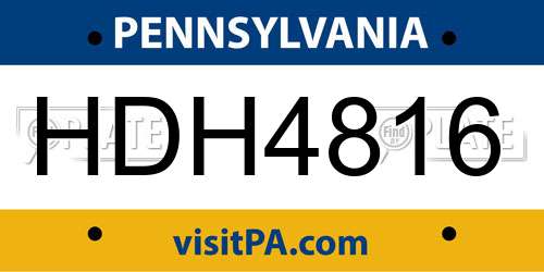 HDH4816 Pennsylvania License Plate