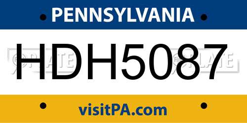 HDH5087 Pennsylvania License Plate