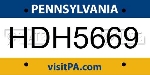 HDH5669 Pennsylvania License Plate