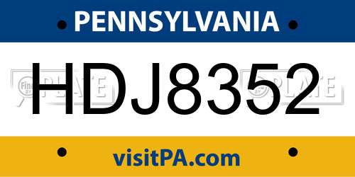 HDJ8352 Pennsylvania License Plate