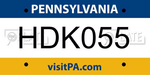 HDK055 Pennsylvania License Plate