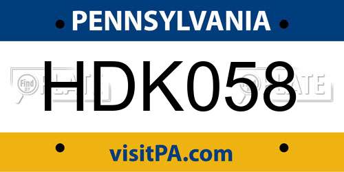 HDK058 Pennsylvania License Plate