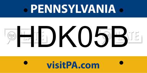 HDK05B Pennsylvania License Plate