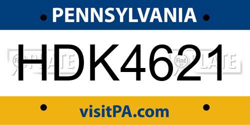 HDK4621 Pennsylvania License Plate