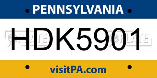 HDK5901 Pennsylvania License Plate