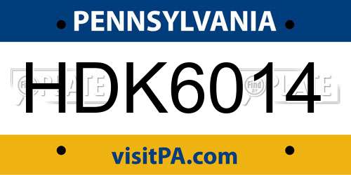 HDK6014 Pennsylvania License Plate