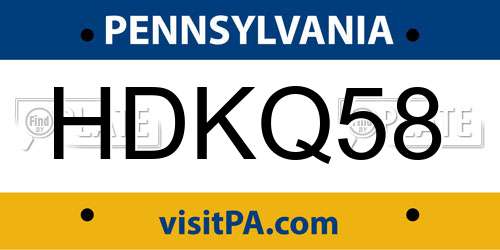 HDKQ58 Pennsylvania License Plate