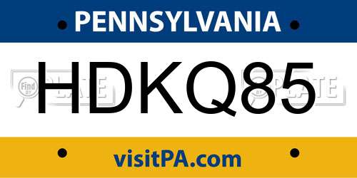 HDKQ85 Pennsylvania License Plate