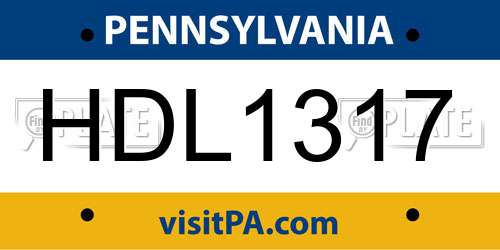 HDL1317 Pennsylvania License Plate