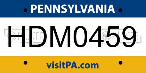 HDM0459 Pennsylvania License Plate