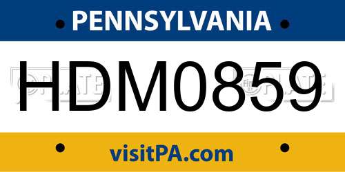 HDM0859 Pennsylvania License Plate