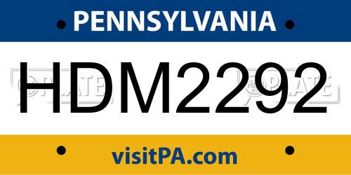 HDM2292 Pennsylvania License Plate