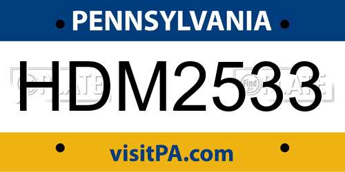 HDM2533 Pennsylvania License Plate