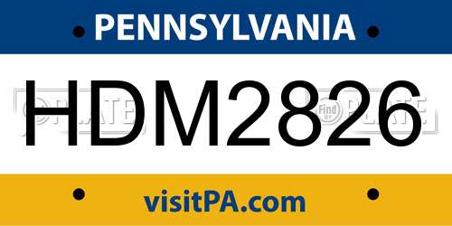 HDM2826 Pennsylvania License Plate