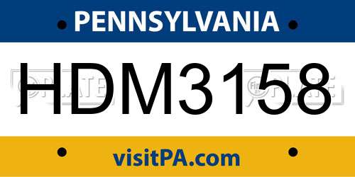 HDM3158 Pennsylvania License Plate