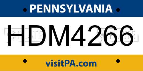 HDM4266 Pennsylvania License Plate
