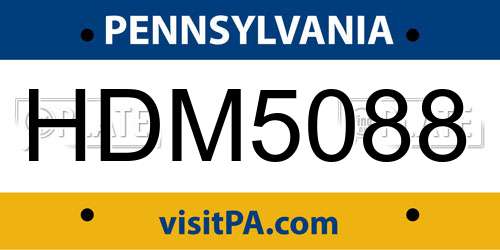 HDM5088 Pennsylvania License Plate