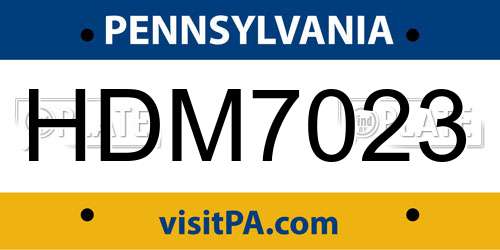HDM7023 Pennsylvania License Plate