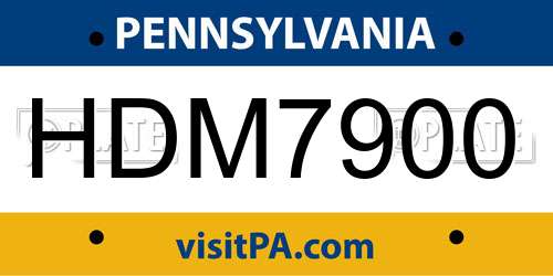 HDM7900 Pennsylvania License Plate