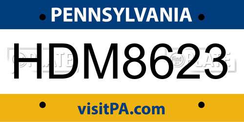 HDM8623 Pennsylvania License Plate
