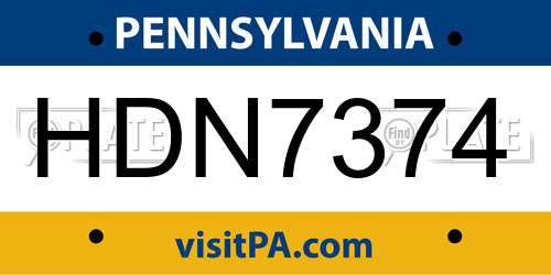 HDN7374 Pennsylvania License Plate