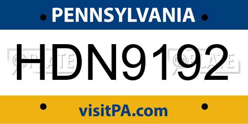 HDN9192 Pennsylvania License Plate