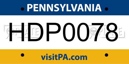 HDP0078 Pennsylvania License Plate