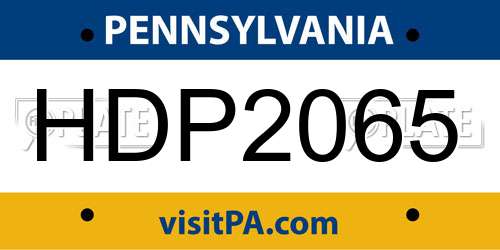 HDP2065 Pennsylvania License Plate