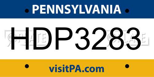 HDP3283 Pennsylvania License Plate