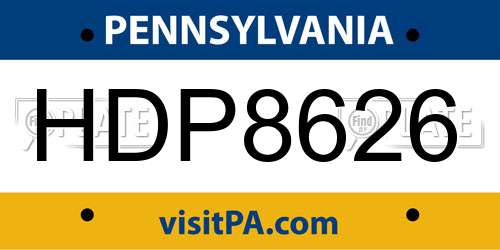 HDP8626 Pennsylvania License Plate