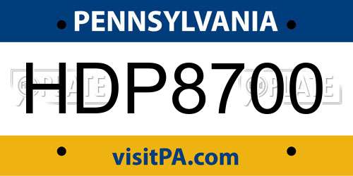 HDP8700 Pennsylvania License Plate
