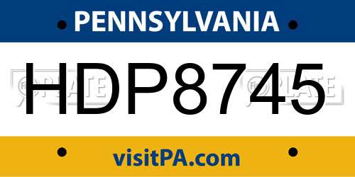 HDP8745 Pennsylvania License Plate