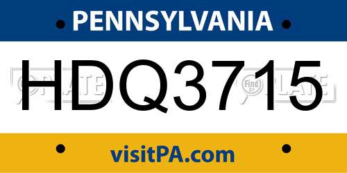 HDQ3715 Pennsylvania License Plate