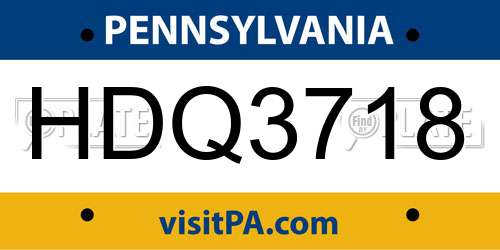 HDQ3718 Pennsylvania License Plate