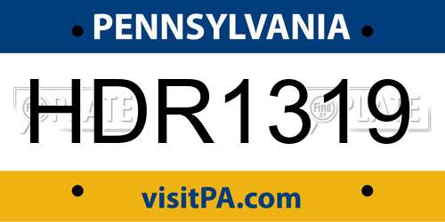 HDR1319 Pennsylvania License Plate