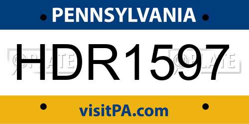HDR1597 Pennsylvania License Plate