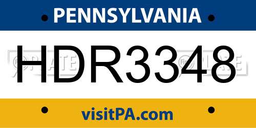 HDR3348 Pennsylvania License Plate