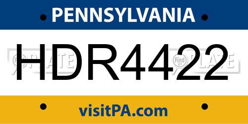 HDR4422 Pennsylvania License Plate