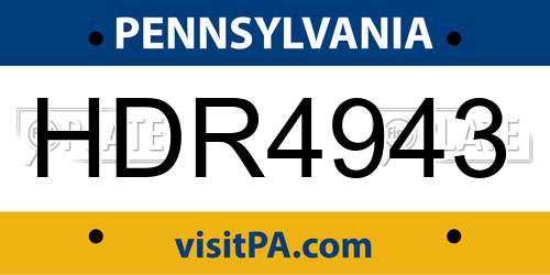HDR4943 Pennsylvania License Plate