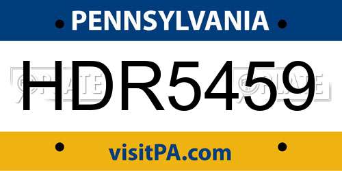 HDR5459 Pennsylvania License Plate