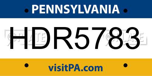 HDR5783 Pennsylvania License Plate