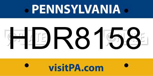 HDR8158 Pennsylvania License Plate