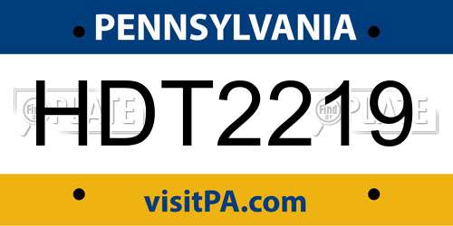 HDT2219 Pennsylvania License Plate