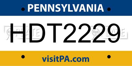 HDT2229 Pennsylvania License Plate