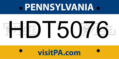 HDT5076 Pennsylvania License Plate