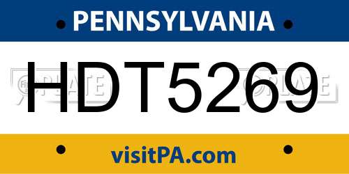 HDT5269 Pennsylvania License Plate