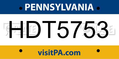 HDT5753 Pennsylvania License Plate