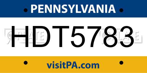 HDT5783 Pennsylvania License Plate